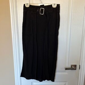 Tru Trussardi Black Midi Skirt with Belt Detail